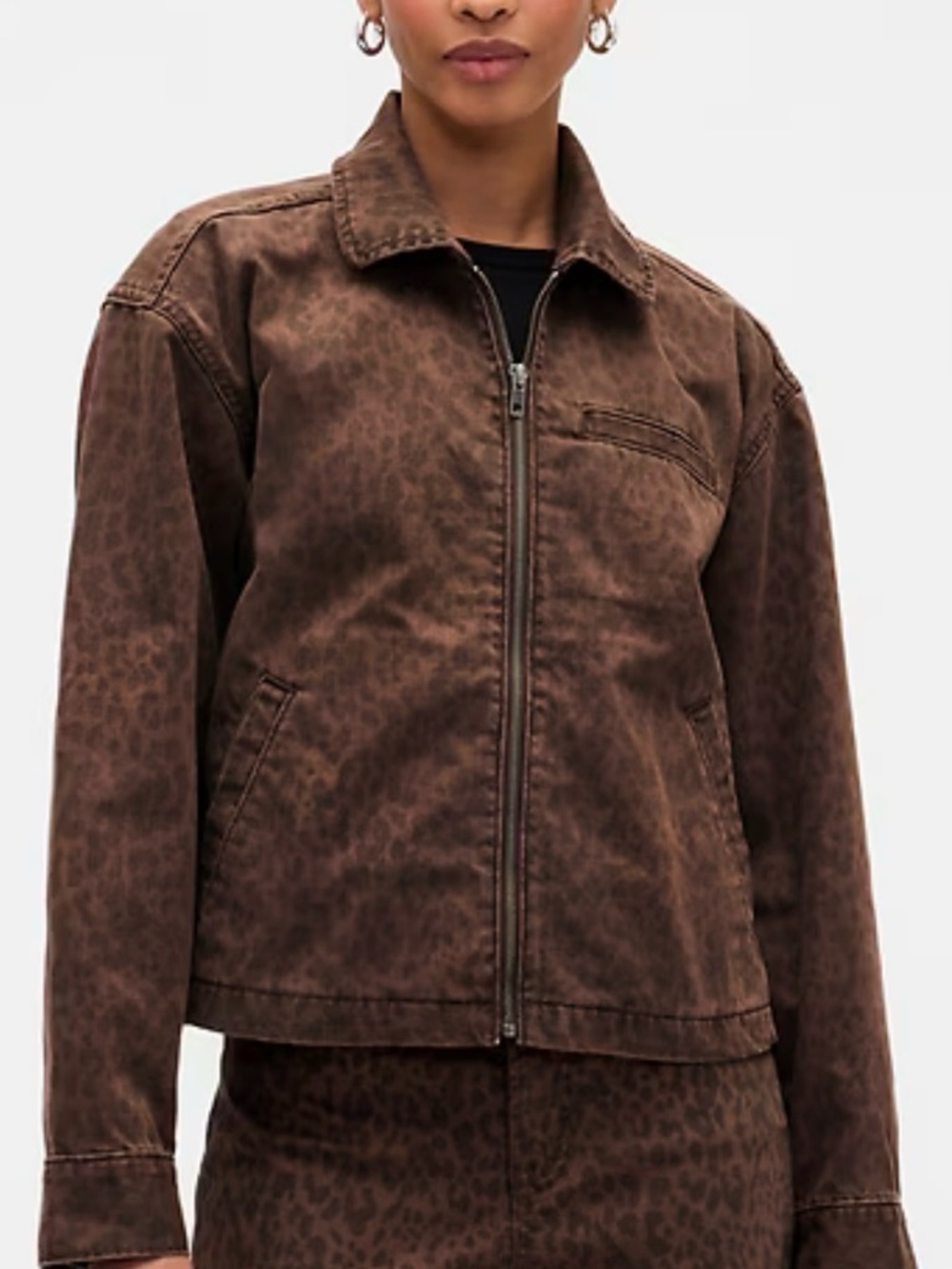 GAP - Brown Leopard Women's Denim Jacket